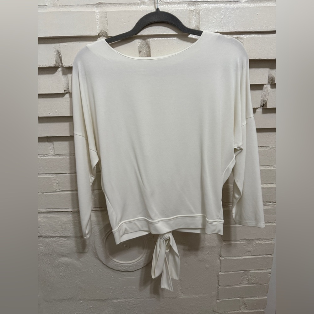 G/FORE Cream 3/4 Sleeve Tie Front Blouse